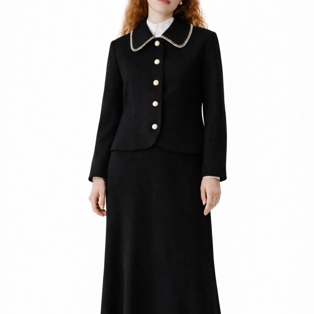 Vintage Wool Cropped Blazer – Black | Made in USA